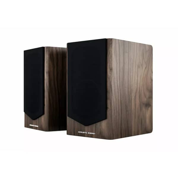 Acoustic Energy AE 500 Bookshelf Speakers - real walnut cover