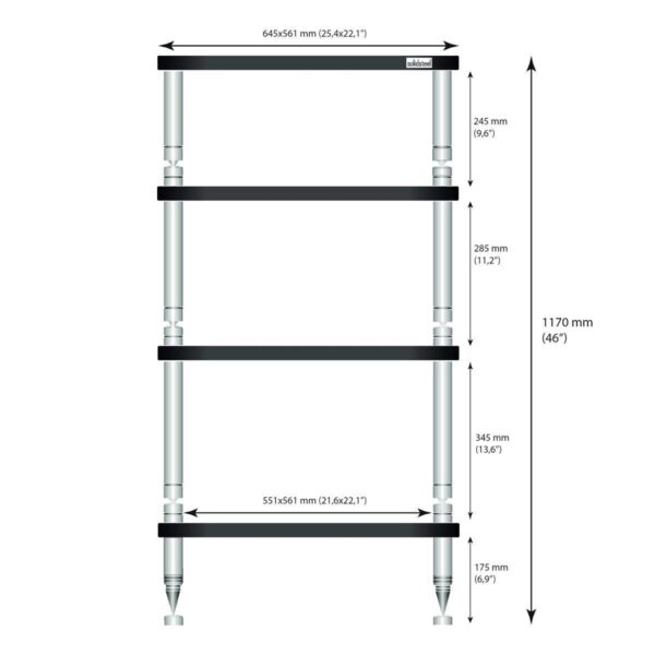 Solidsteel Hyperspike HF-4 4 Shelf Audio Rack - 2