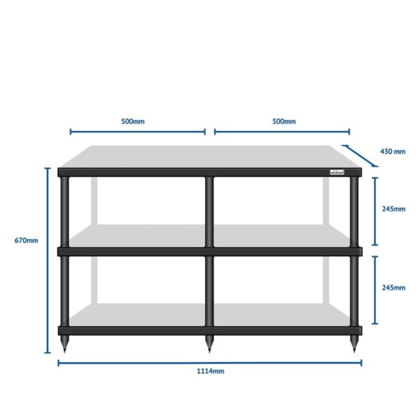 Solidsteel S4-3 3 Shelf Double Width Audio Rack - 2