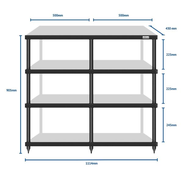 Solidsteel S4-4 4 Shelf Double Width Audio Rack - 2