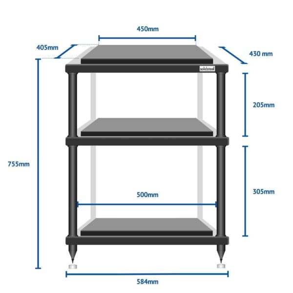 Solidsteel S5-3 3 Shelf Audio Rack - 4